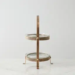 Everleigh Antique Gold Metal Corrugated 2-Tier Cake Stand