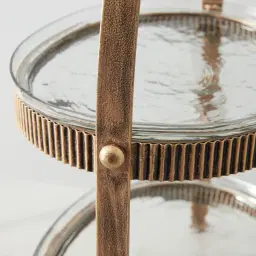 Everleigh Antique Gold Metal Corrugated 2-Tier Cake Stand