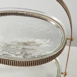 Everleigh Antique Gold Metal Corrugated 2-Tier Cake Stand