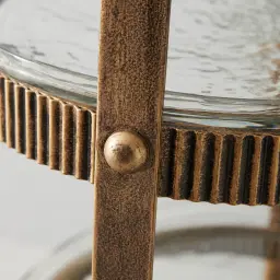 Everleigh Antique Gold Metal Corrugated 2-Tier Cake Stand