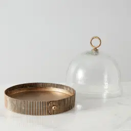 Candice Clear Glass Antique Gold Corrugated Cloche