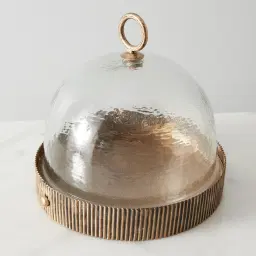 Candice Clear Glass Antique Gold Corrugated Cloche