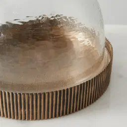Candice Clear Glass Antique Gold Corrugated Cloche