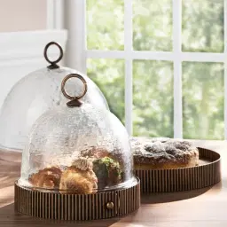 Candice Clear Glass Antique Gold Corrugated Cloche