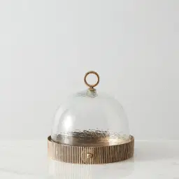 Candice Clear Glass Antique Gold Corrugated Cloche