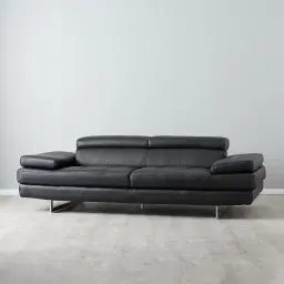 Lennox Black Leather 3-Seater Sofa