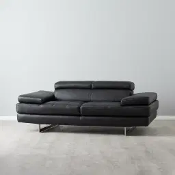 Lennox Black Leather 2-Seater Sofa