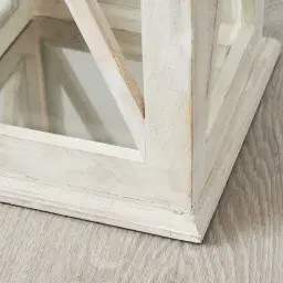 Maximoff Whitewashed Wooden Lantern - Large