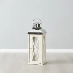 Maximoff Whitewashed Wooden Lantern - Large