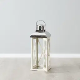 Maximoff Whitewashed Wooden Lantern - Large