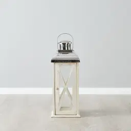 Maximoff Whitewashed Wooden Lantern - Large