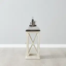 Maximoff Whitewashed Wooden Lantern - Large