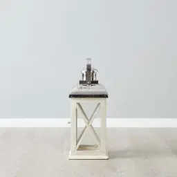 Maximoff Whitewashed Wooden Lantern - Small