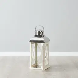 Maximoff Whitewashed Wooden Lantern - Small