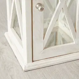 Maximoff Whitewashed Wooden Lantern - Small