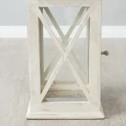 Maximoff Whitewashed Wooden Lantern - Small