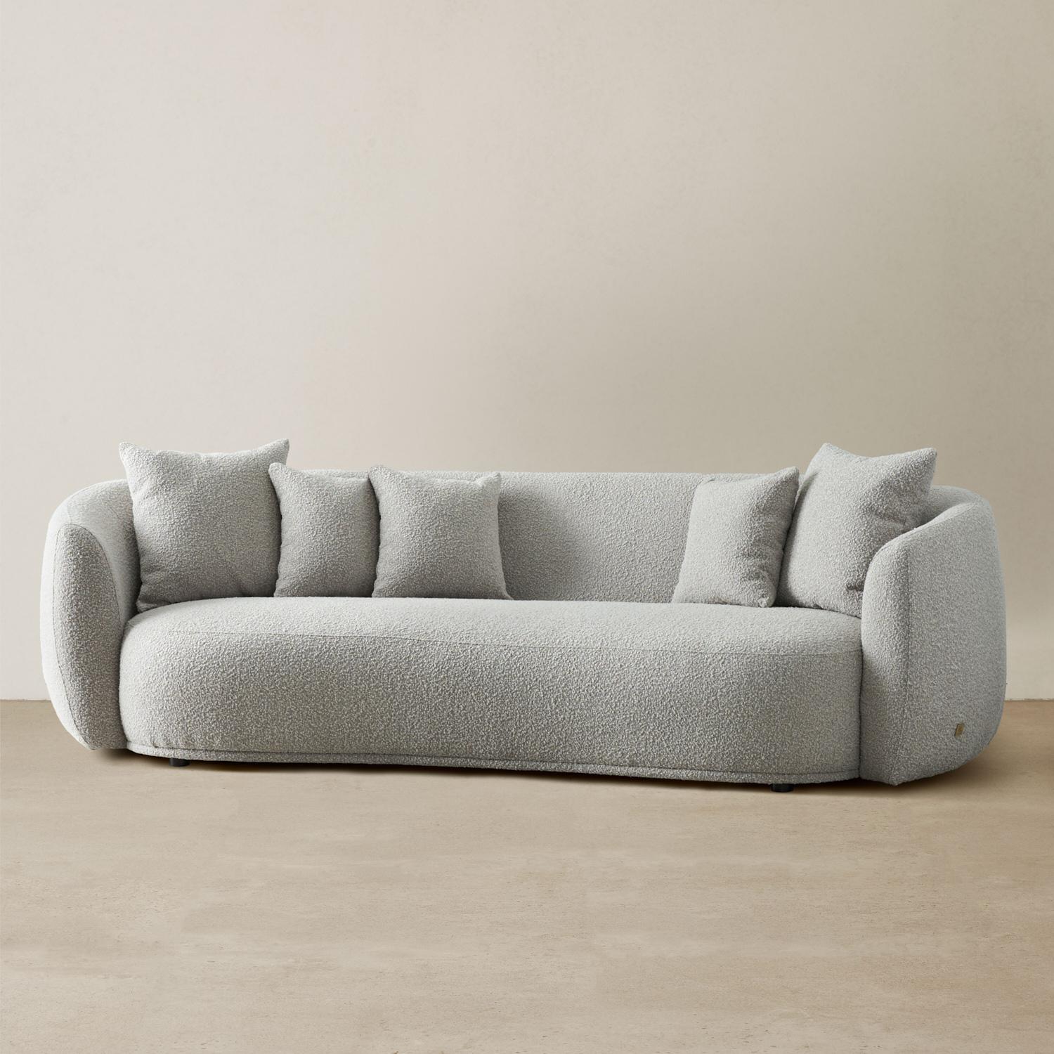 Everett Sea Grey Boucle 3 Seater Sofa