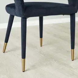 Moulin Midnight Navy Velvet Dining Chair - Brushed Gold Legs
