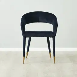 Moulin Midnight Navy Velvet Dining Chair - Brushed Gold Legs