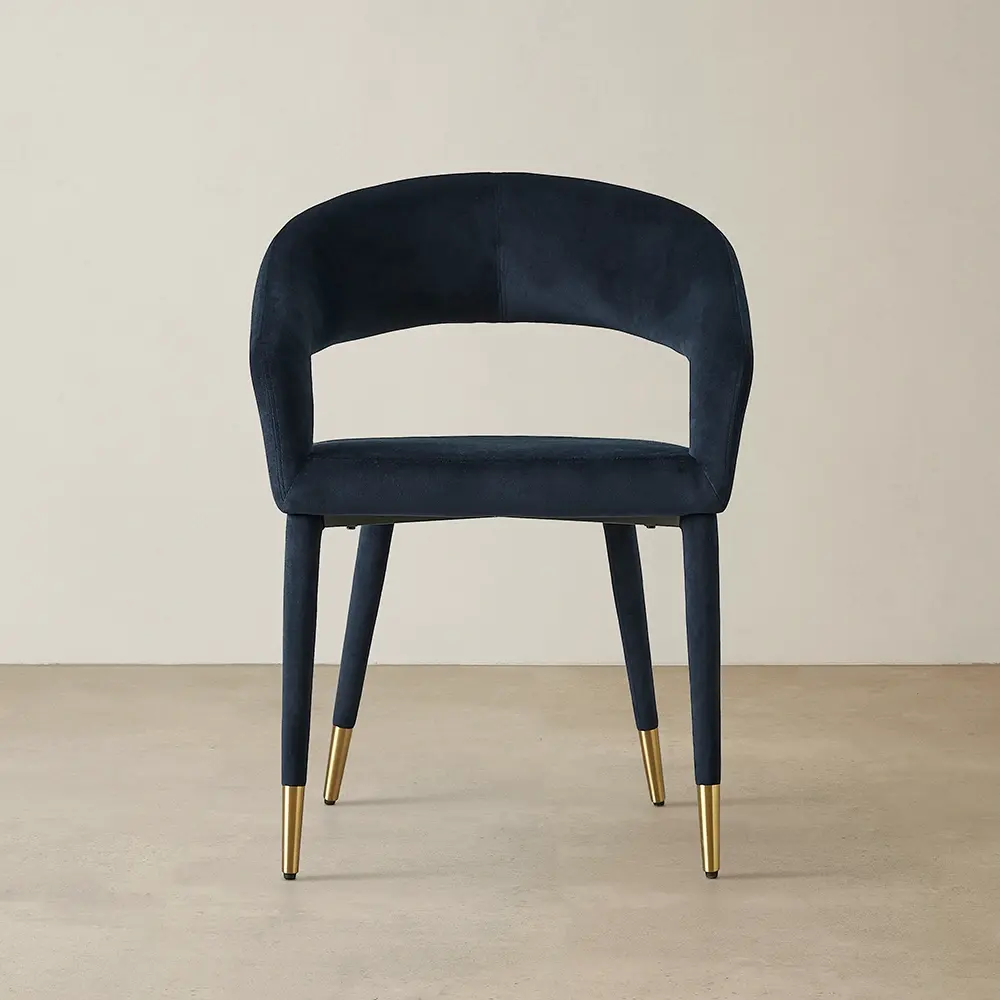 Moulin Midnight Navy Velvet Dining Chair - Brushed Gold Legs