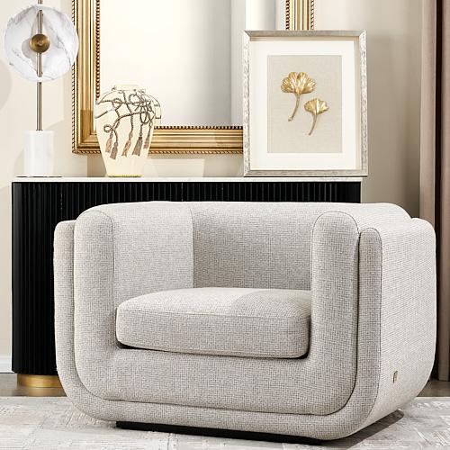 Clementine Dove Grey Woven Fabric Occasional Chair