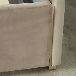 Jacques Beige Velvet King Bed-Brushed Champagne Gold Frame