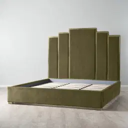 	Jacques Olive Green Velvet King Bed - Brushed Champagne Gold Frame