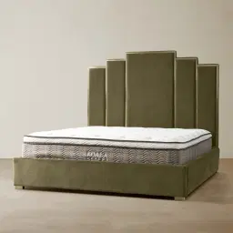	Jacques Olive Green Velvet King Bed - Brushed Champagne Gold Frame