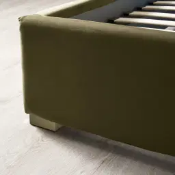 Jacques Olive Green Velvet Queen Bed - Brushed Champagne Gold Frame