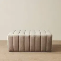 Astoria Beige Velvet Square Ottoman