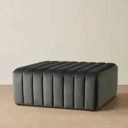 Astoria Charcoal Velvet Square Ottoman