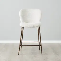 Hailey Snow White Boucle 64cm Counter Stool Bronze Metal Legs