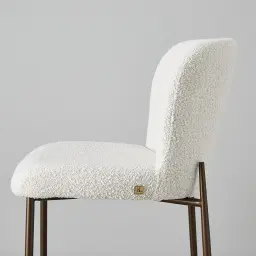 Hailey Snow White Boucle 64cm Counter Stool Bronze Metal Legs