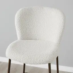 Hailey Snow White Boucle 64cm Counter Stool Bronze Metal Legs