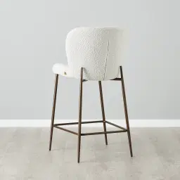 Hailey Snow White Boucle 64cm Counter Stool Bronze Metal Legs