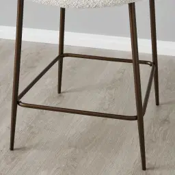 Hailey Snow White Boucle 64cm Counter Stool Bronze Metal Legs