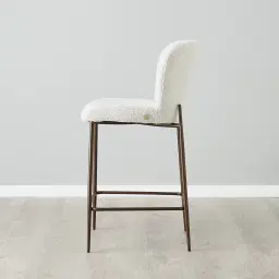 Hailey Snow White Boucle 64cm Counter Stool Bronze Metal Legs