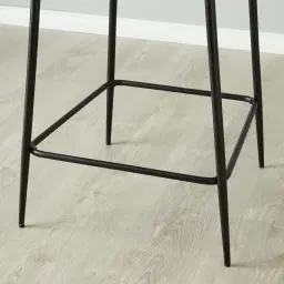 Hailey Charcoal Velvet 64cm Counter Stool Black Metal Legs