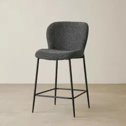 Hailey Cosmos Black Woven Fabric 64cm Counter Stool Black Metal Legs