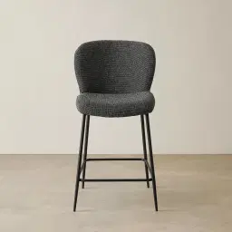 Hailey Cosmos Black Woven Fabric 64cm Counter Stool Black Metal Legs