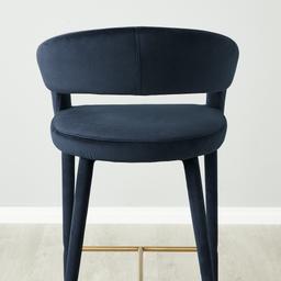Moulin Midnight Navy Velvet 66cm Counter Stool - Brushed Gold Legs