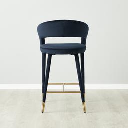 Moulin Midnight Navy Velvet 66cm Counter Stool - Brushed Gold Legs