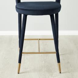 Moulin Midnight Navy Velvet 66cm Counter Stool - Brushed Gold Legs