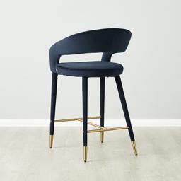 Moulin Midnight Navy Velvet 66cm Counter Stool - Brushed Gold Legs