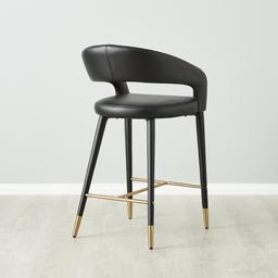 Moulin Black Vegan Leather 66cm Counter Stool - Brushed Gold Legs