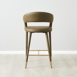 Moulin Sage Green Vegan Leather 66cm Counter Stool - Brushed Gold Legs 	