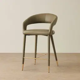 Moulin Sage Green Vegan Leather 66cm Counter Stool - Brushed Gold Legs 	