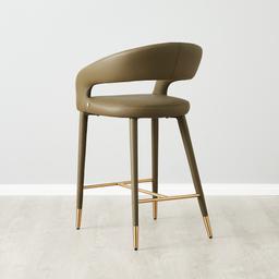 Moulin Sage Green Vegan Leather 66cm Counter Stool - Brushed Gold Legs 	