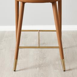 Moulin Walnut Vegan Leather 66cm Counter Stool - Brushed Gold Legs