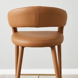 Moulin Walnut Vegan Leather 66cm Counter Stool - Brushed Gold Legs